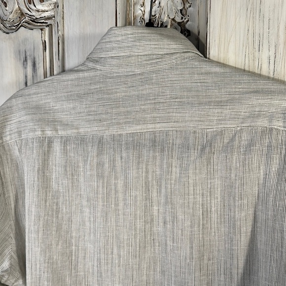 Men's Joseph Abboud Classic Micro Striped Cotton Linen Blend Long Sleeve Shirt - Picture 8 of 12